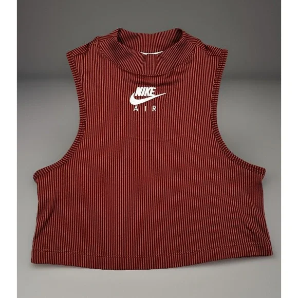 Nike Air Cropped Tank Ribbed Brown Mock Neck Canyon Rust Women XS - Picture 1 of 6